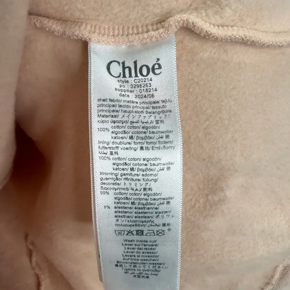 Chloe Girls Ruffle Sleeve Dress Size 12 Logo Flower Pink Cotton Scallop
